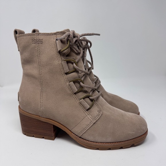 Sorel Cate Lace Boots Taupe Suede  Women's Size 9 - Picture 1 of 12